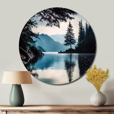 «Morning Lake Calm In Vancouver - Cityscapes», art mural rond en métal