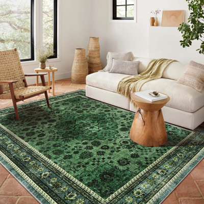 Tapis lavable rétro - tapis moderne à poils courts, antidérapant et pliable, résistant aux taches pour le salon et la chambre à coucher