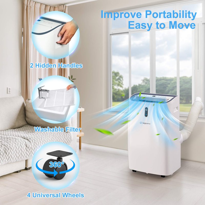 14,000 BTU White Portable Air Conditioner with Heater and Remote