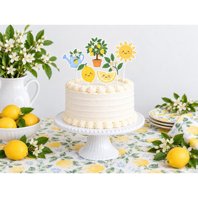 Décorations de gâteau Little Lemon Grove, gâteaux de fête de naissance de fleurs d'agrumes jaunes, choix de papier cartonné
