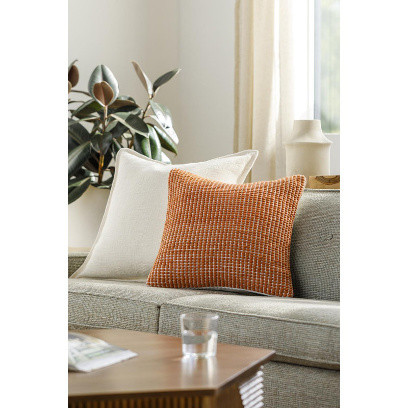Waverly Wool Blend Throw Pillow, Polyester/Polyfill, Rust, 18" x 18"