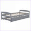 Lit plateforme simple en bois de pin avec lit gigogne - gris, aucun sommier nécessaire pour les chambres d'amis Petits espaces