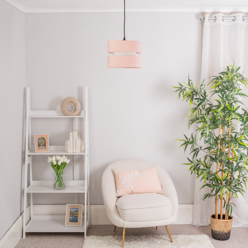 19cm H Blended Fabric Drum Pendant Shade, Pink