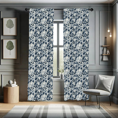 Floral Semi-Sheer Rod Pocket Curtain Panels