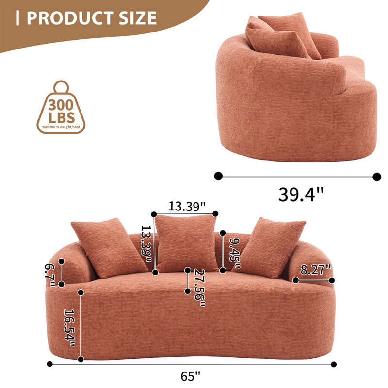 Canapé éponge à compression pleine grandeur Boneless, canapé compact sans assemblage pour petits espaces et appartements, capacité de 300 lb
