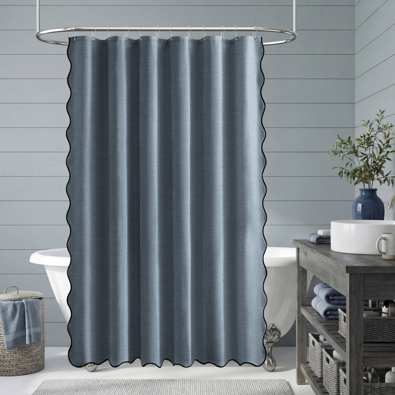 Rideaux de douche Boho Linen, H 72 po x l 72 po, Bleu gris