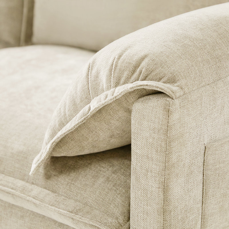 Canapé modulaire avec repose-pieds et accoudoirs en forme d'éléphant Herrick, Polyester beige