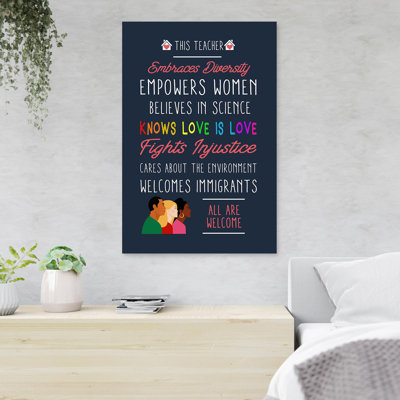 2 Women & A Man - This Teacher Embraces Diversity Empowers Women Believe In Science - 1 Piece Rectangle Graphic Art Print On Wrapped Canvas