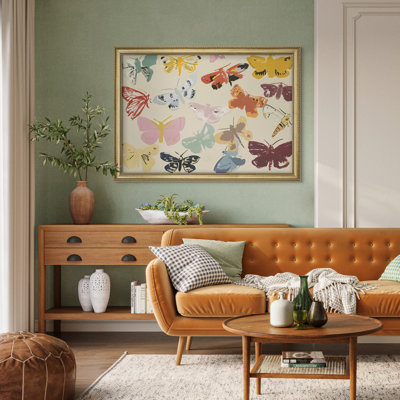 Colorful Butterfly Modern Nature Wall Decor for Living Room Bedroom or Nursery Framed Wall Art 26"x36"