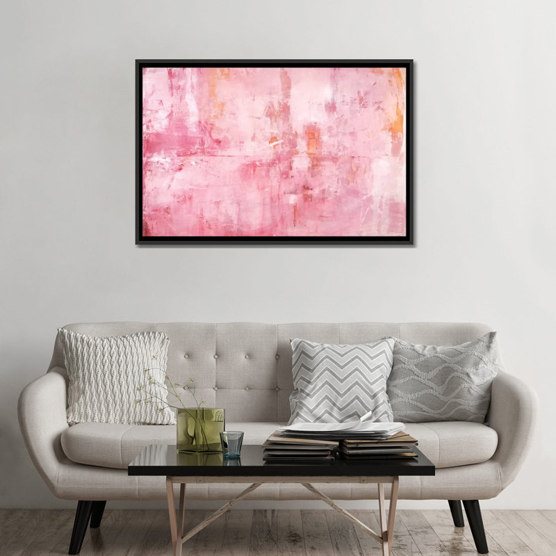 «Pink Miroirs», reproduction d'art sur toile tendue, Toile avec cadre noir, Pas de tapis, H 32 po x l 48 po x P 1,5 po