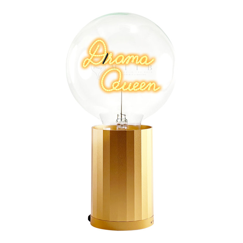 Ampoule lampe de table DRAM QUEEN ambre avec base PORTABLE, H 5,5 po x l 4,92 po x P 9,5 po, Jaune, Plastique