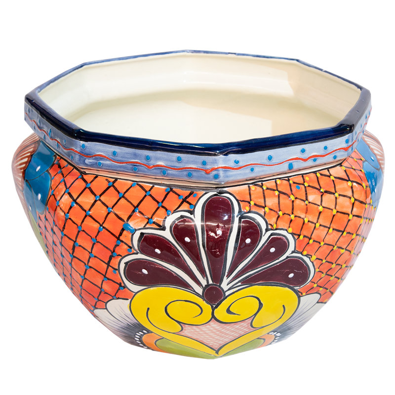 Desert Bloom Talavera Octangular Planter in Orange