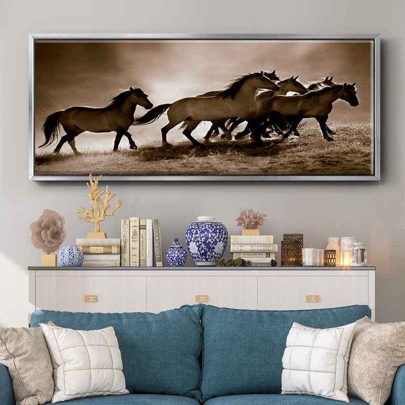 Chevaux sauvages - toile encadrée, H 8 po x l 20 po