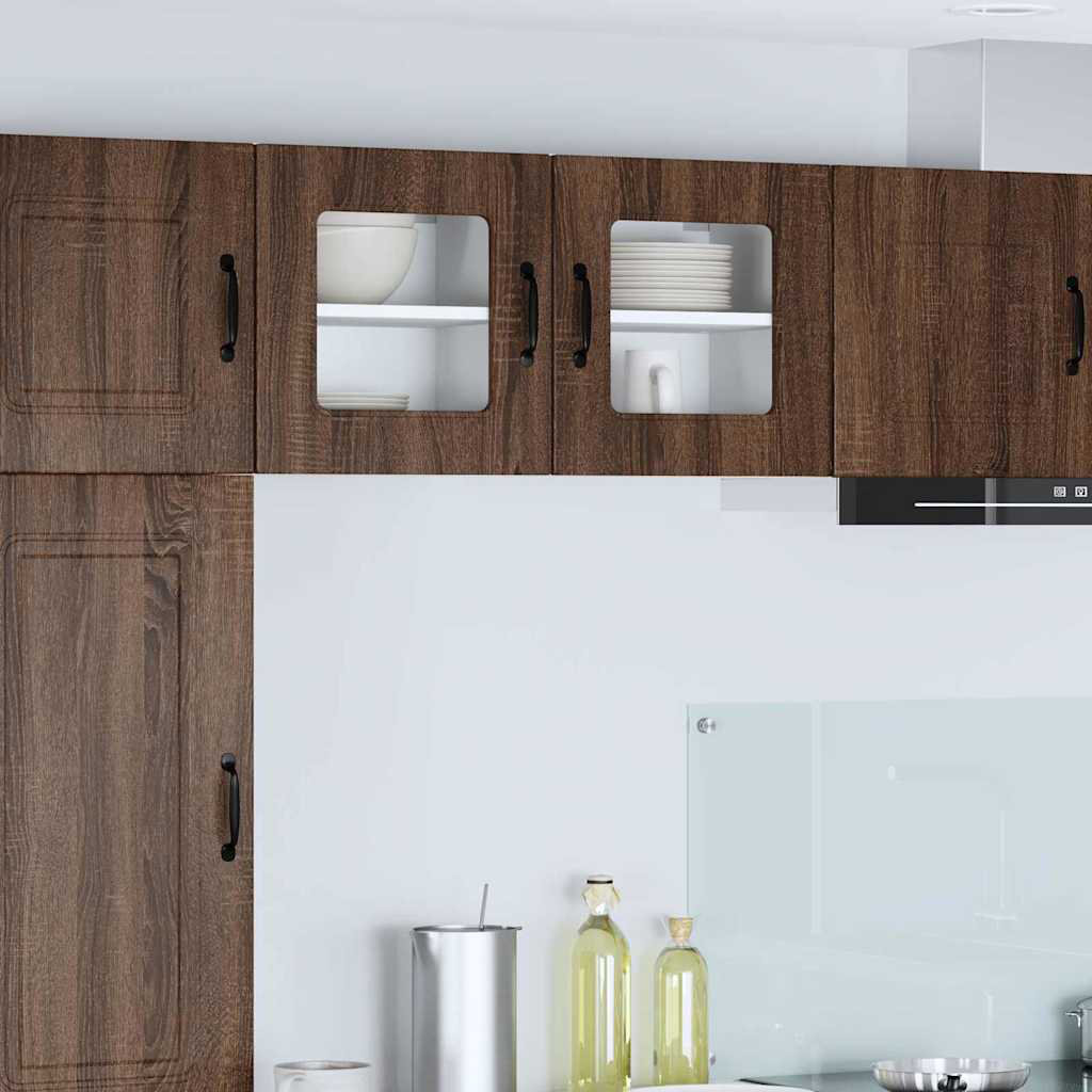 VIDAXL Kalmar Wall Mounted Kitchen Cabinet - Oak - Brown - Set of 2 - Image 2