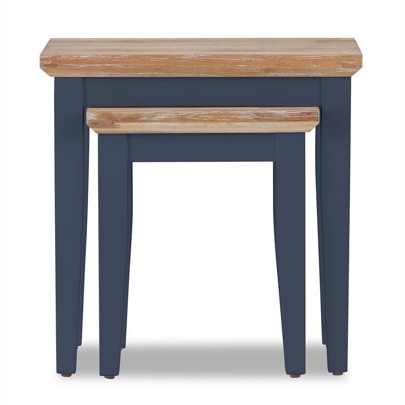 Doria Solid Wood Nesting Tables, Navy Blue
