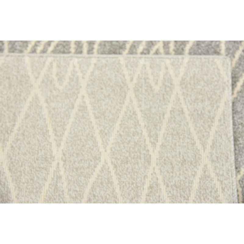 Tapis gris à motif géométrique tissé à la machine Cumby, Tapis de couloir 2 pi 7 po x 10 pi