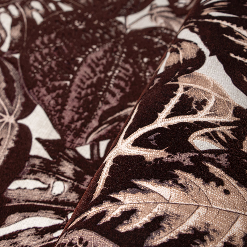 Feel Flocked Elephant Leaf Design 33' L x 21" W Wallpaper Roll, Red