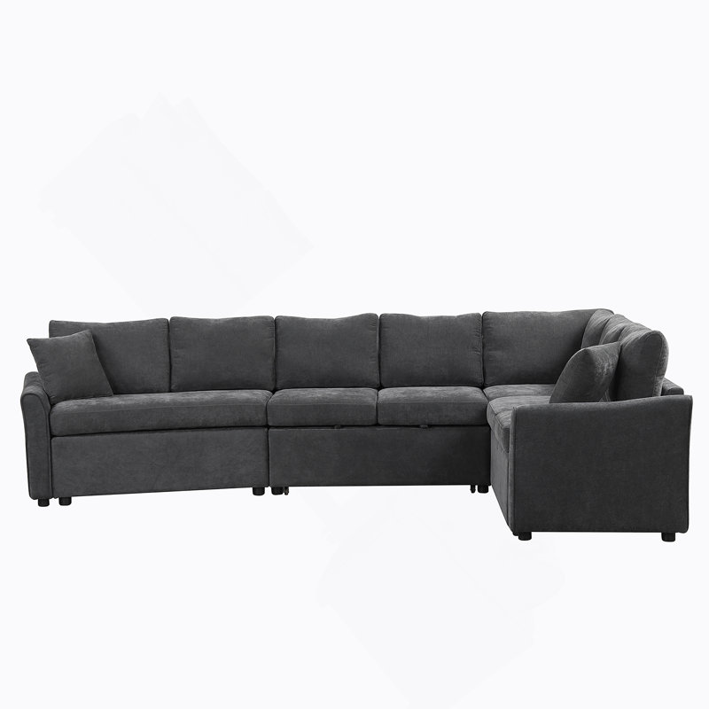 Sofa Bed Pull Out Sofa Sleeper with Two Back Pillows, Two USB Ports and Two Power Sockets, Light Gray Chenille