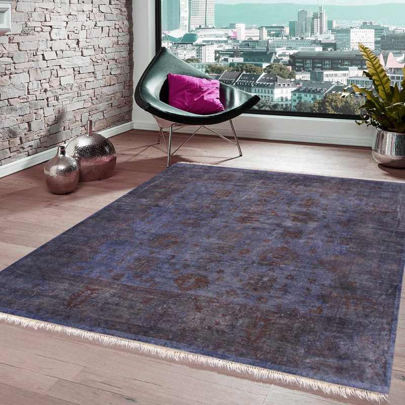 Hand-Knotted Blue Wool Area Rug 11'11" x 12'4"