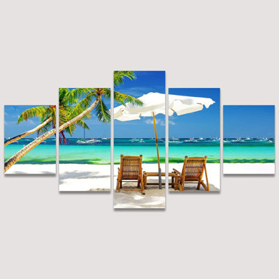 Grande enseigne murale sur toile signée Tropical, vacances à la plage prête à être accrochée - 60 po x 32 po
