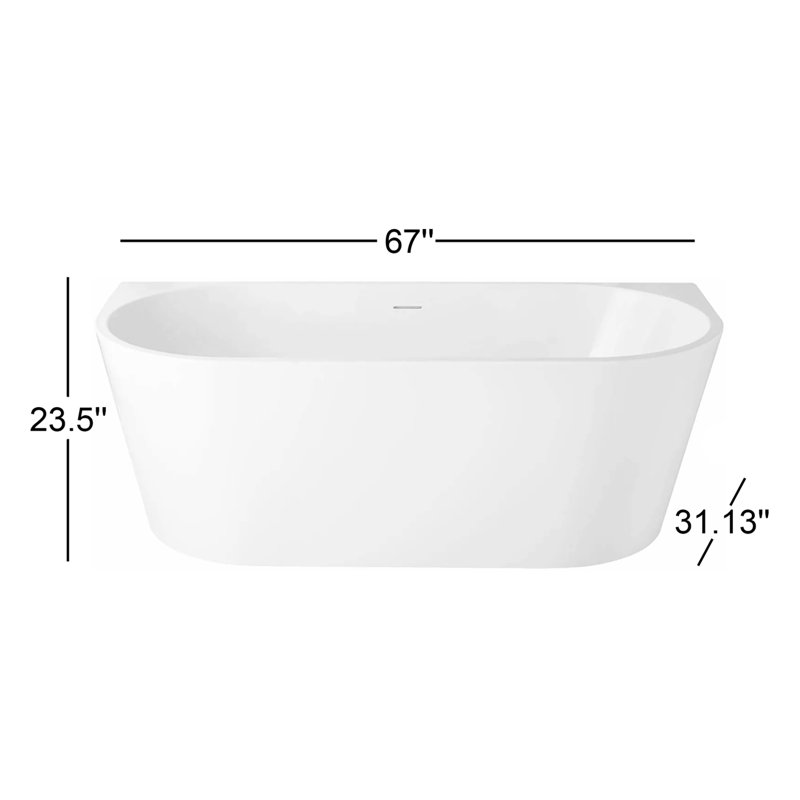67" Arrington Acrylic Freestanding Soaking Bathtub