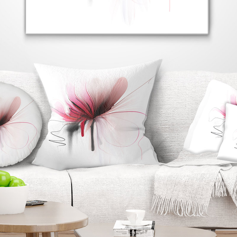 Fleur abstraite - coussin à imprimé floral, 16 po x 1 po, Coussin décoratif