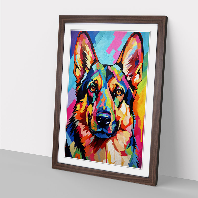 German Shepherd Futurism - Framed Print, Walnut Framed, 46cm H x 34cm W