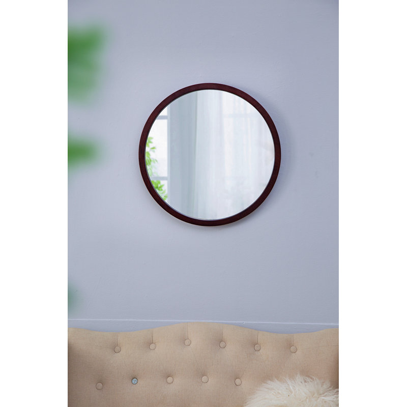 Miroir mural 20 "x 20" avec cadre en bois, miroir mural pour salon / salle à manger, Brun