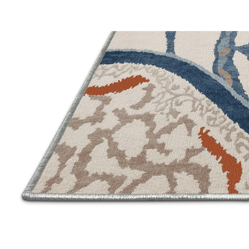 Machine Washable Beige Area Rug, Square 6'