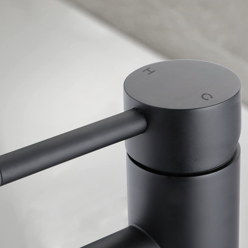 Single Hole Bathroom Faucet, Matte Black, Without Drain Assembly