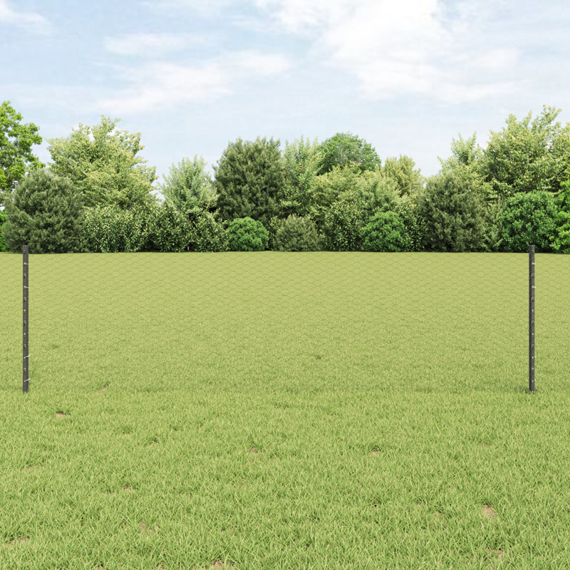 vidaXL Fence with Post Segment Outdoor Barrier Garden Terrace Divider Boundary, Grey