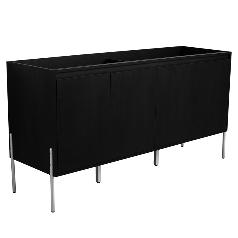 Armoire de salle de bain autoportante de 60 po en chêne foncé - une solution pratique, spacieuse et résistante, 60"