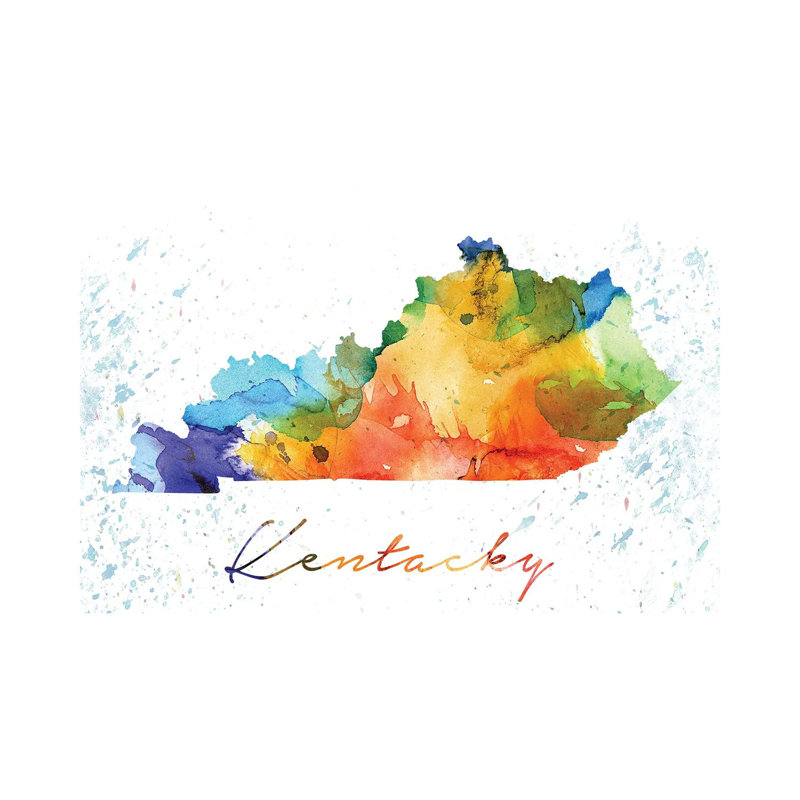 Kentucky State Colourful - Wrapped Canvas Print, 20.32cm H x 30.48cm W