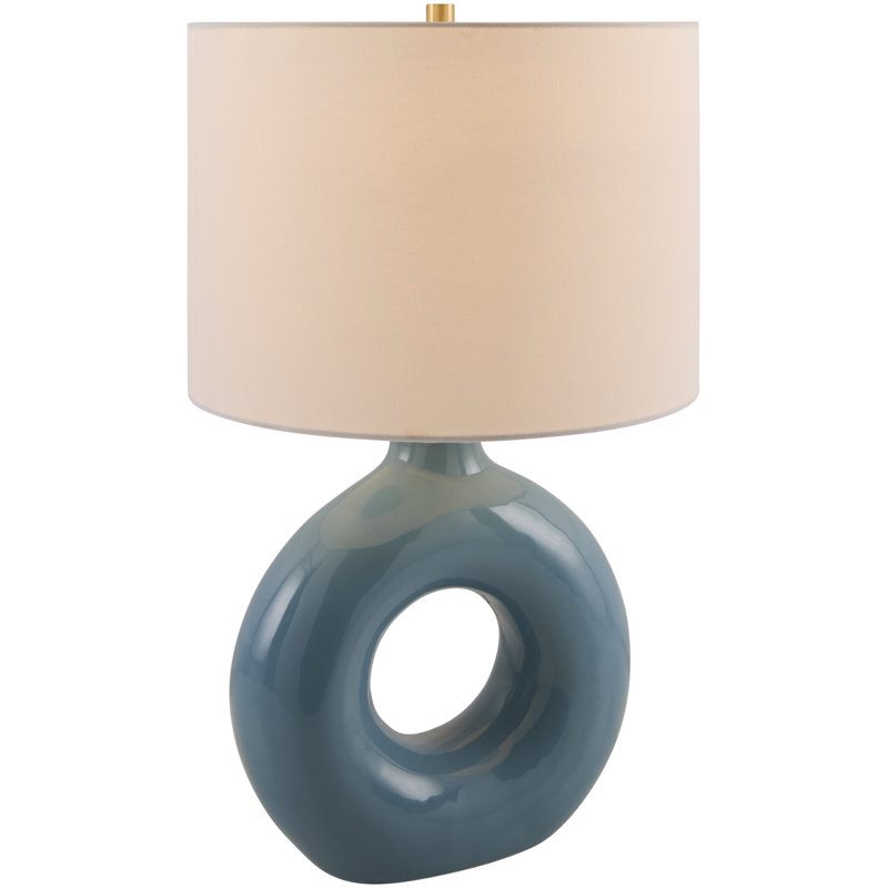 Lampe de table en céramique Roumel, Sarcelle