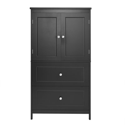 Armoire de rangement autoportante avec deux portes et tiroirs, tablette réglable