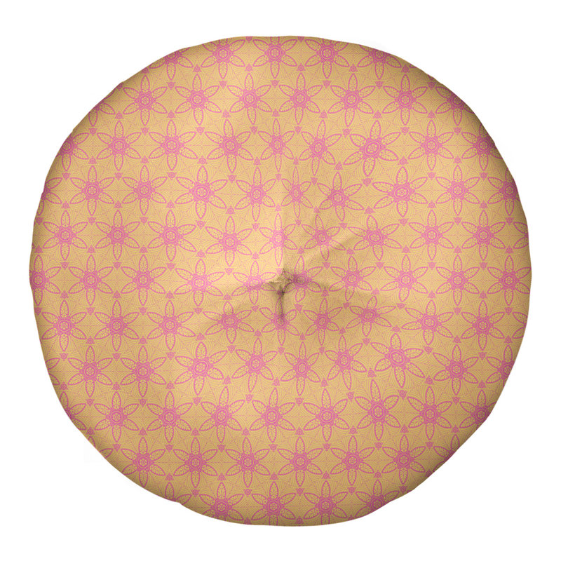 Coussin de sol Katelyn Elizabeth, H 26 po x l 26 po, Jaune / Rose