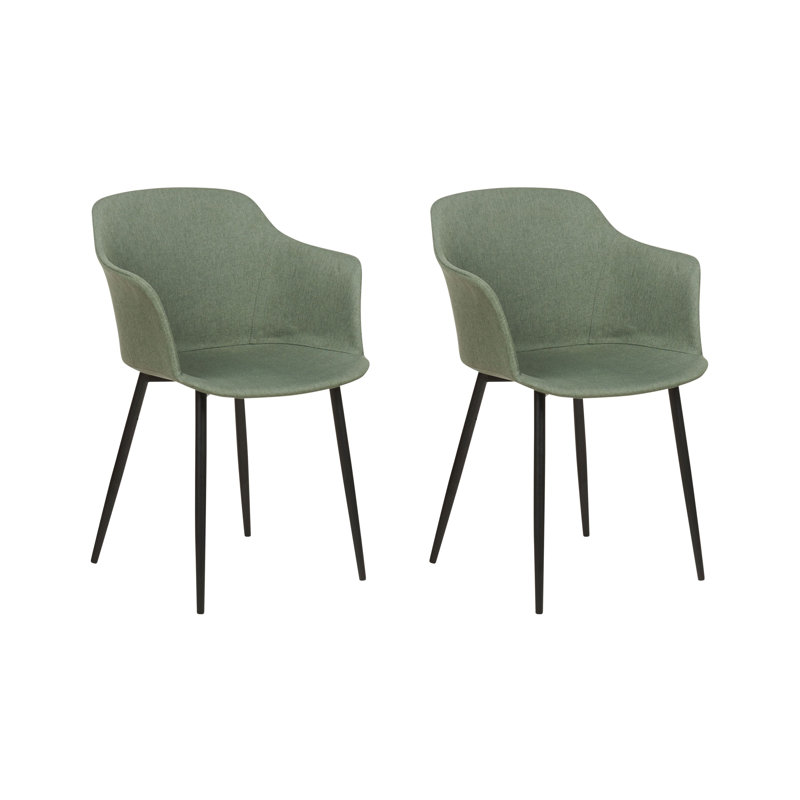 Rein 45 cm H Upholstered Linen Spindle Back Dining Chair, Green