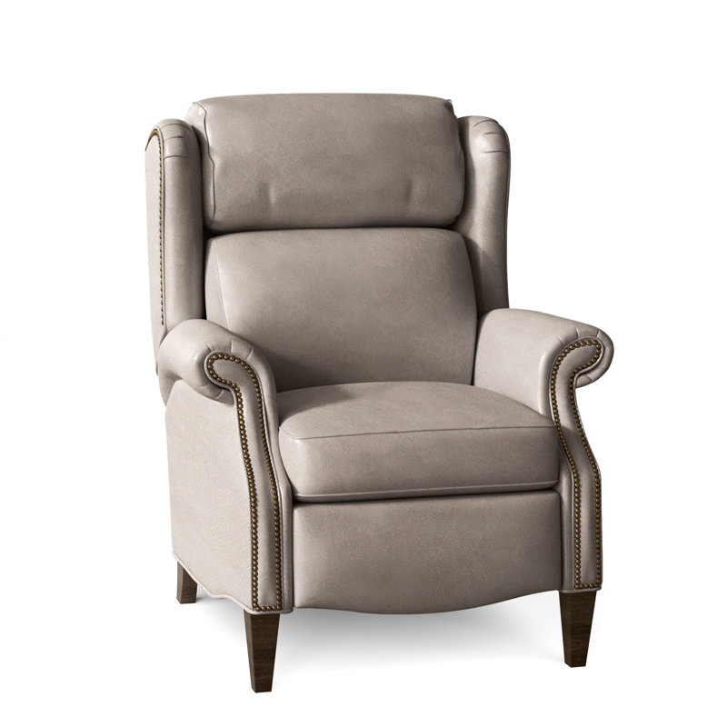 Miller Recliner, Aline Fumo Genuine Leather, Cobblestone, French Natural