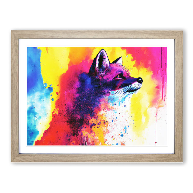 Dripping Fox Vol.2 Abstract - Framed Print, 34cm H x 46cm W x 2cm D, Oak