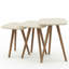 Ensemble de 3 tables gigognes carrées blanches lustrées avec pieds en bois de charme