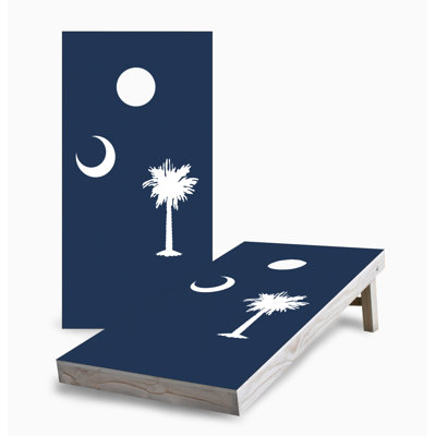 Connecticut State Flag Corn Hole Board Set With LED Lights