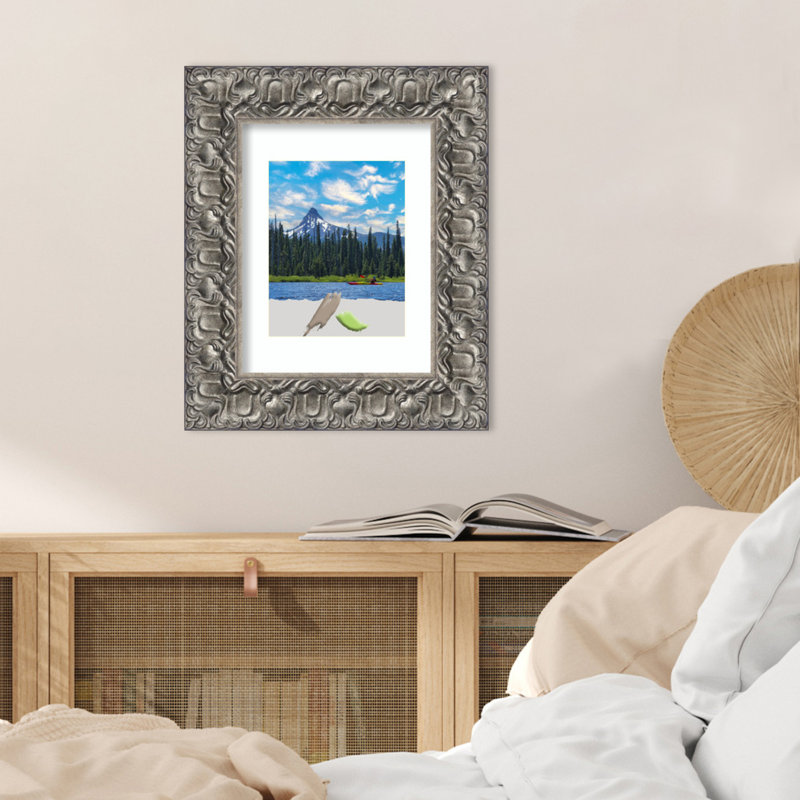 Agness Silver Wood Picture Frame with Mat, 11" x 14"