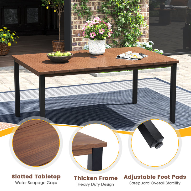 Patio Dining Table, Brush Wood Brown