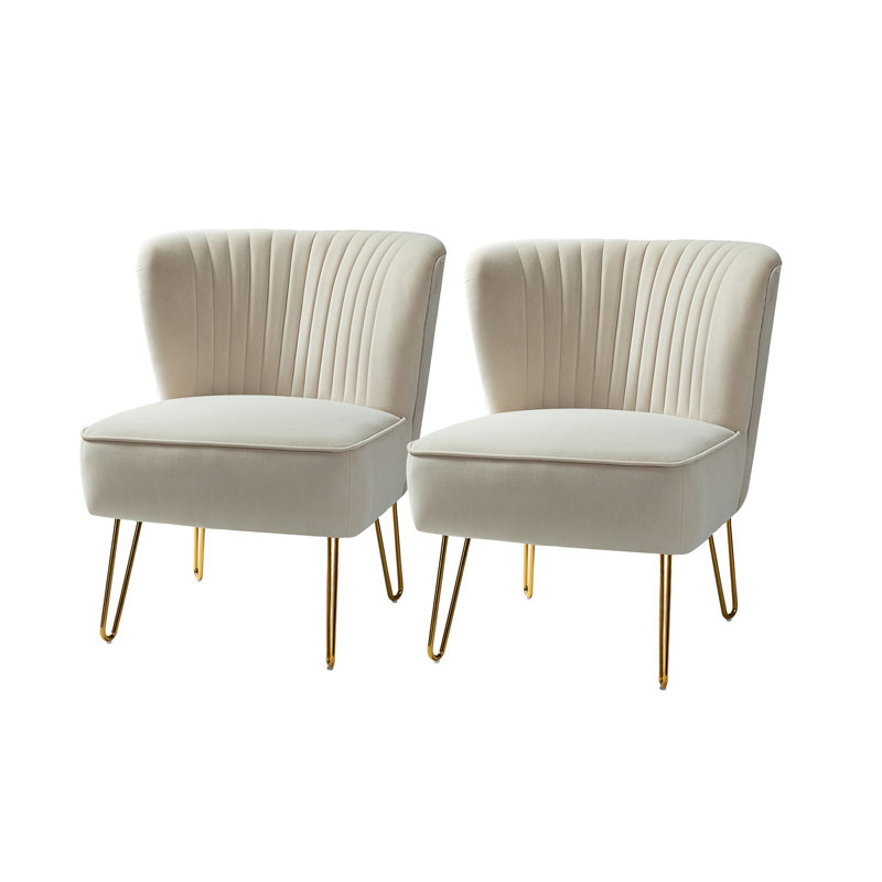 Chaise d'appoint en velours Leona, Velours havane