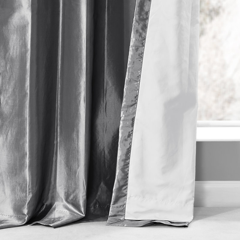 Ryker Ruched Solid Faux Silk Taffeta Room Darkening Curtains for Bedroom & Living Room Curtains - Single Panel Drapes