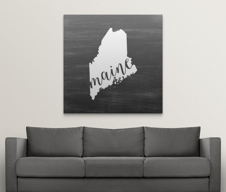 « home state typographie maine », impression sur cercle intérieur, H 20 po x l 20 po x P 1,5 po, Toile