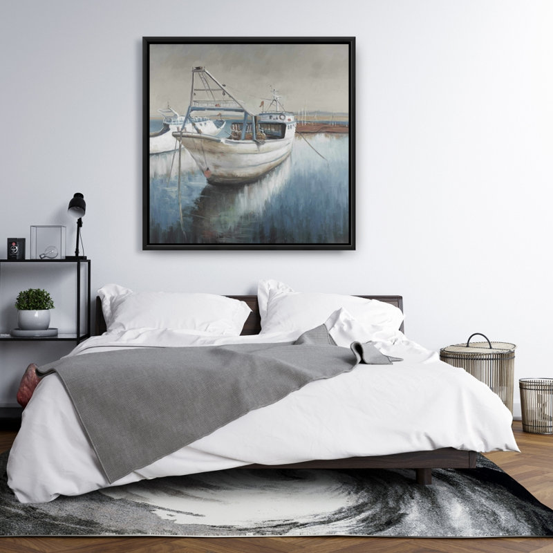 "Bateau de pêche désaturé" sur toile, H 36 po x l 36 po