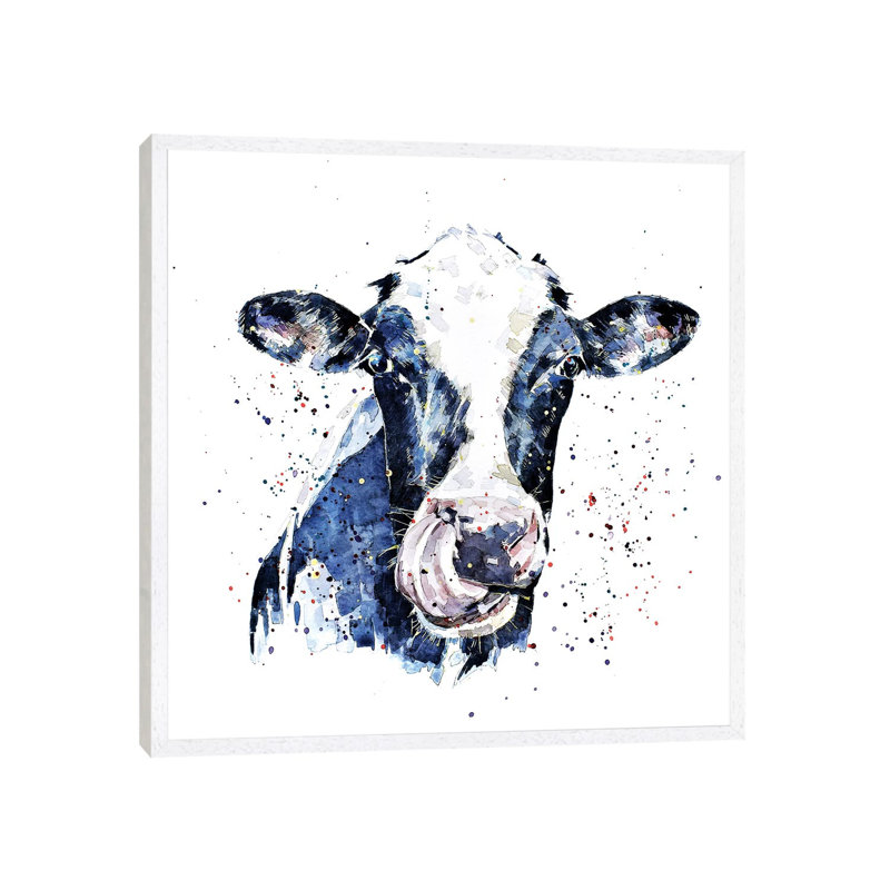 Holstein Cow I - Painting on Canvas, White Framed, 45.72 cm H x 45.72 cm W