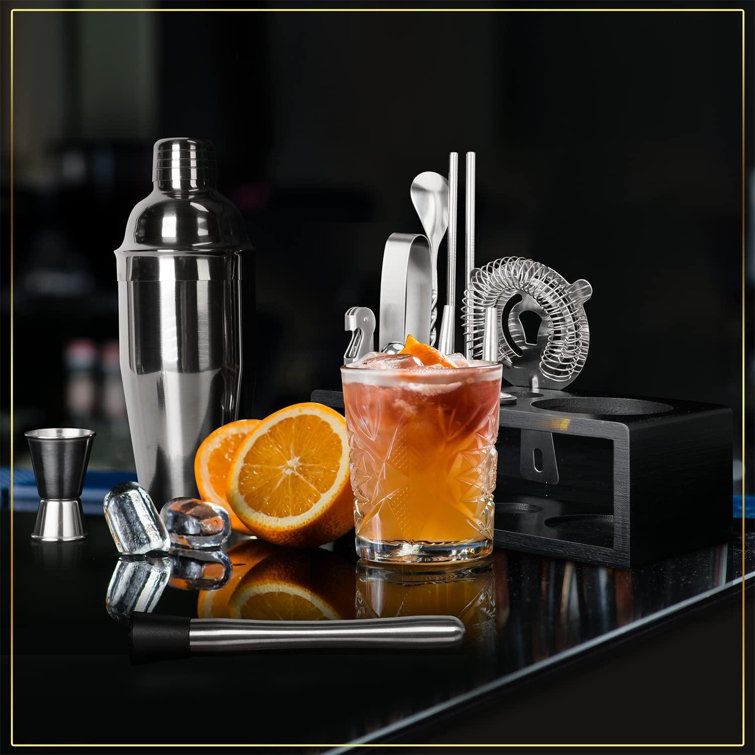 Prep & Savour Cocktail Shaker Set Bartender Kit With Stand Bar Set