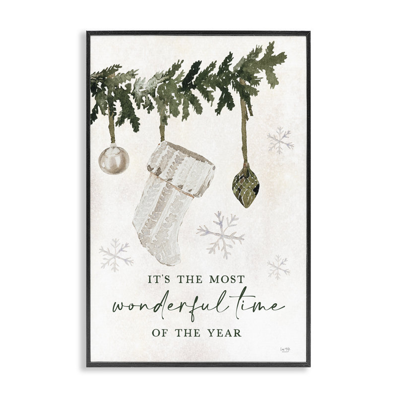 Chaussette de Noël festive, art giclée par Lux + Me Designs, Giclée encadrée noir minuit, H 30 po x l 20 po